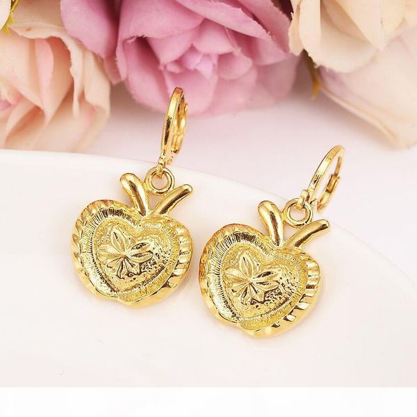 

l new christmas yellow fine gold filled big apple bridal jewelry set rabbit ear pendant earrings kids wedding jewelry gift, Silver