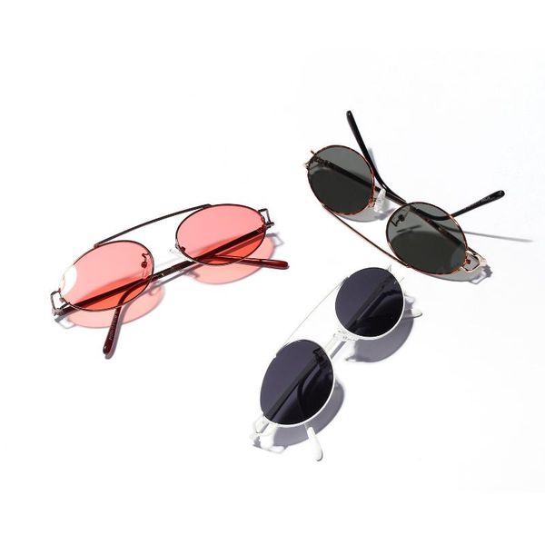 

sunglasses art men fashion retro oval lens single beam, White;black