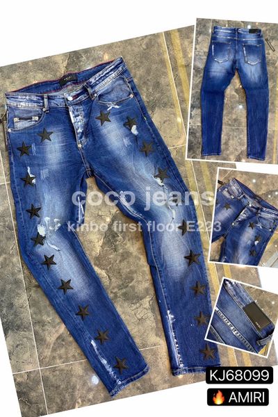 

wholesale-mens ripped skinny straight slim elastic denim fit biker jeans pants long pants stylish straight slim fit jeans ~~sr58#, Blue