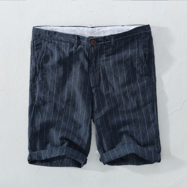 

summer new men's striped shorts linen beach shorts beach pants pants 8108