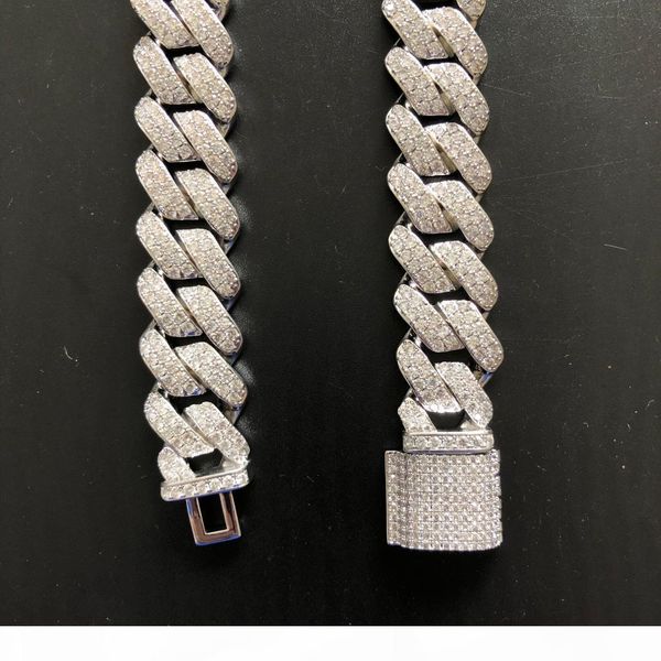 

r prong setting cuban link chain, Silver