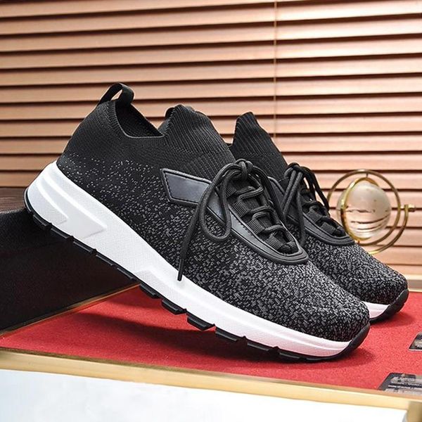 

comfort men shoes breathable lace -up casual luxury sneakers plus size trainers zapatos de hombre prax 01 knit fabric sneakers, Black