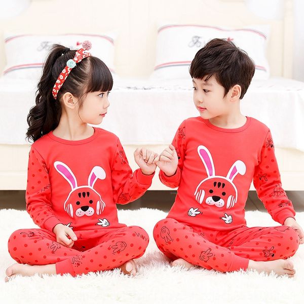 

zwabn new children's round neck thermal underwear cotton children's printed long sleeve autumn clothing warm pajamas home clothes, Black;brown