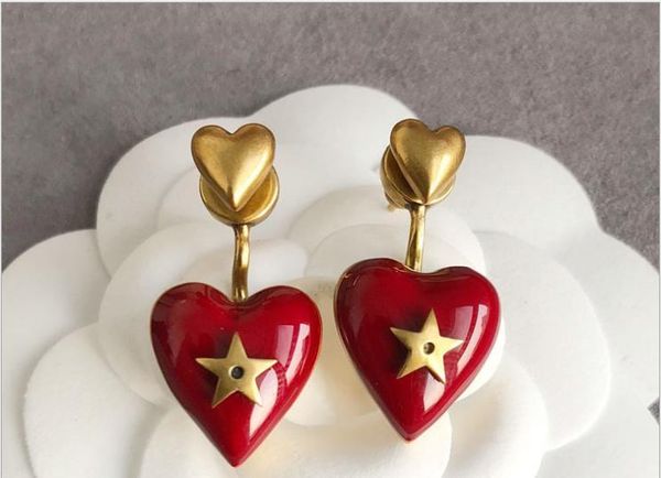

new earrings in 2019 retro heart-shaped earrings popular brass jewelry, Golden;silver