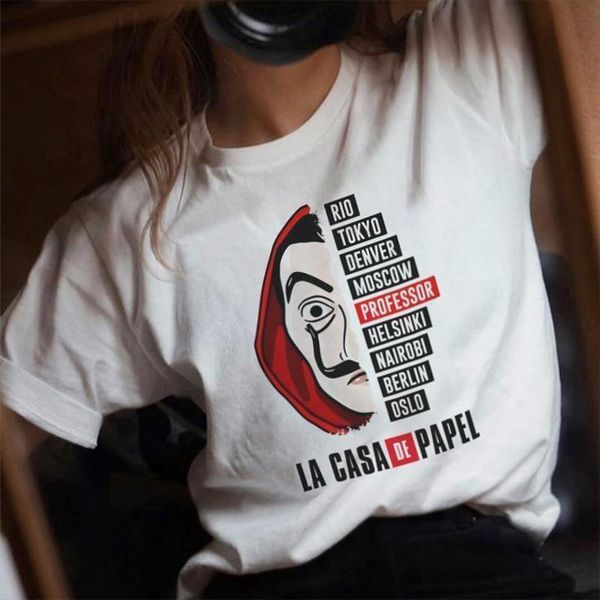 

2020 tv la casa de papel тенниска женщины heist tee tshirt повседневный плюс размер tops house of paper смешные, White