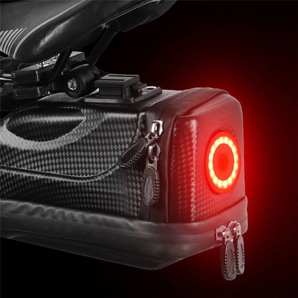 

west biking 1.5l bike saddle bag bicycle seat pack bag frame with 5 modes bike tail light rainproof cover night lamp lantern
