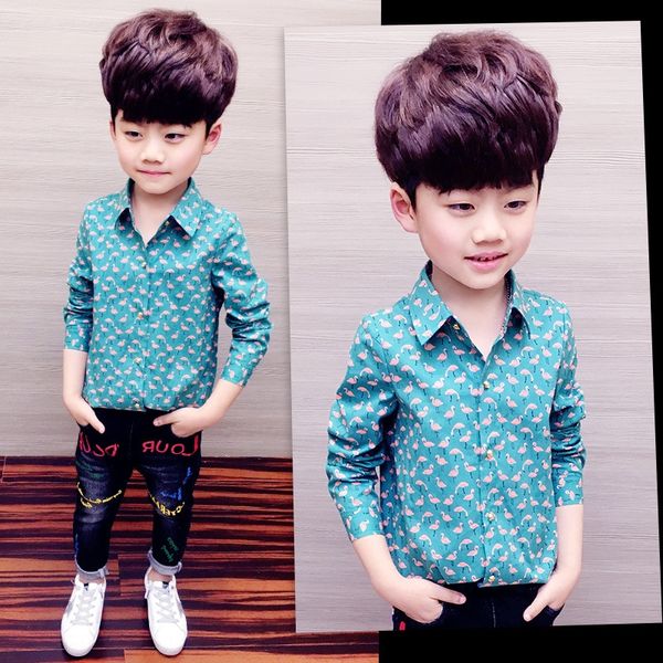 

shirt long-sleeved autumn 2019 new medium and clothing large children's boy's children's clothing boy's shirt fashion, White;black
