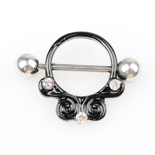 

d0702 ( 1 color ) nipple black navel belly button ring piercing body jewlery, Silver