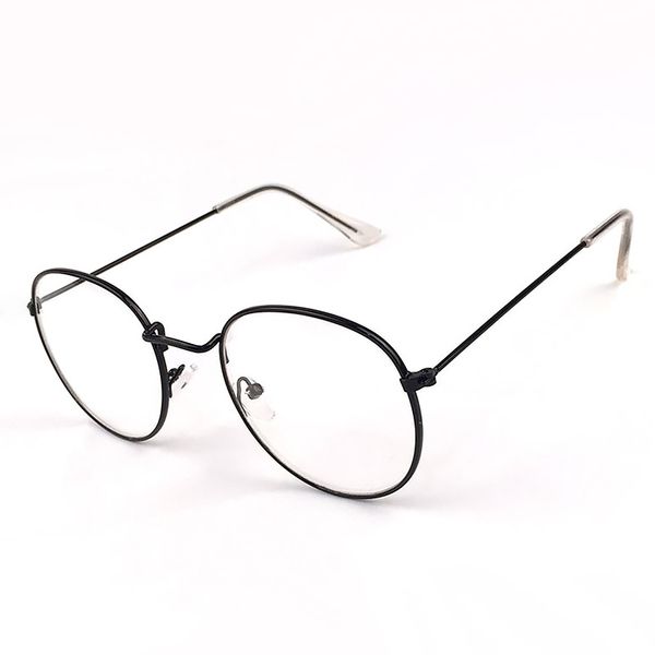 

vintage round glasses clear lens fashion gold round metal frame glasses optical men women eyeglass frame fake, Black