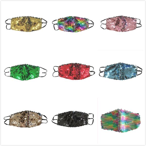 

fashion bling bling sequin face mask spring summer outdoor suncreen anti-dust breathable washable face mask reusable nightclub mask dwc652