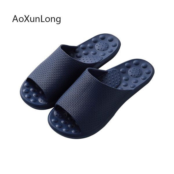 

2020 new summer massage slippers men home massage slides beach flip flops fashion sandals casual shoes men slippers, Black