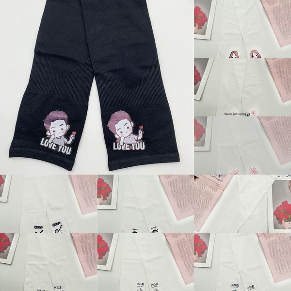 

new summer sun protection fashion street scouple cute cartoon printed sleeve ice sleeve ice silk sleeves anti-mosquito sleeves, Black