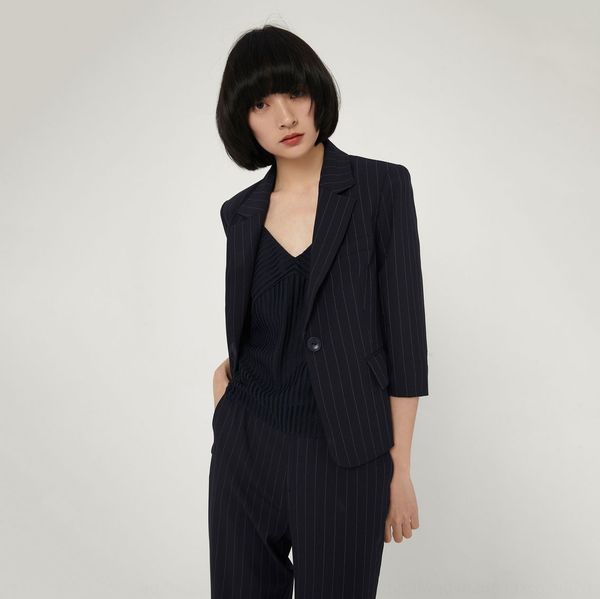 

ll2020 summer new women's clothing coat business commuting temperament striped design sense suit coat 120200c2163, White;black