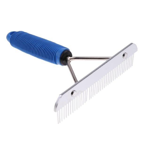

1pc dog grooming undercoat rake thick coats soft grip pet dog brush comb new ( blue