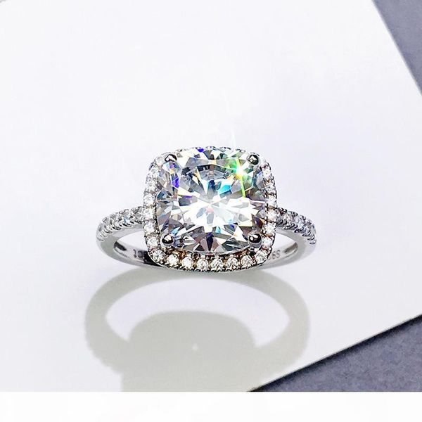

чистовая кольцо подушка вырезать 3ct 5a cz stone 925 серебра promise обручальное обручальное кольцо для женщин свадебные ювелирные изделия, Slivery;golden