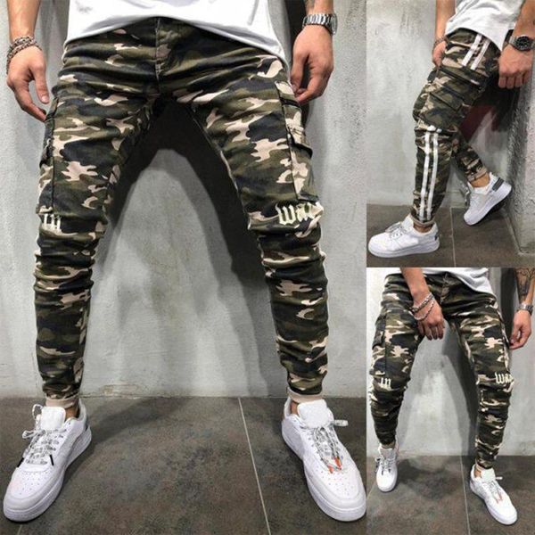 

new arrival men designer jeans retro hip hop biker men jeans camouflage pattern men pants blue size s-3xl