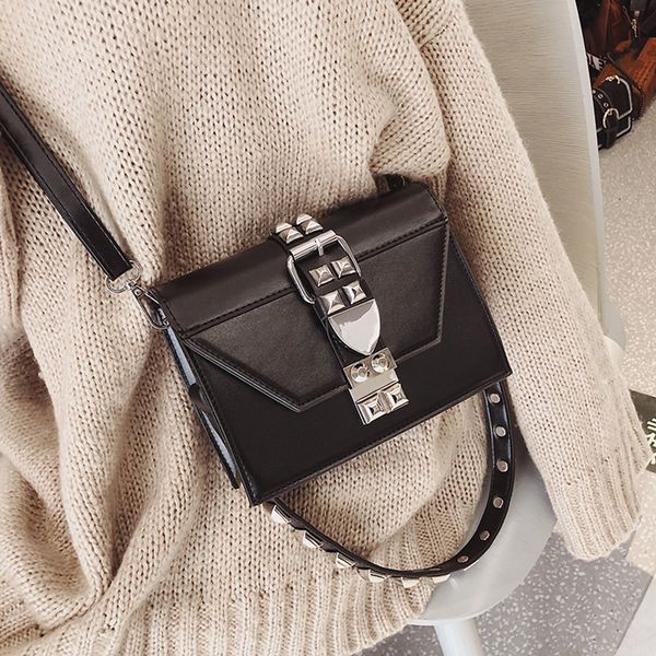

Lady Shoulder Bag Messenger Bag Women Fashion Rivet Ladies Pu Leather Flap Bag Female Handbag Rivet Hasp Cross Body Bags