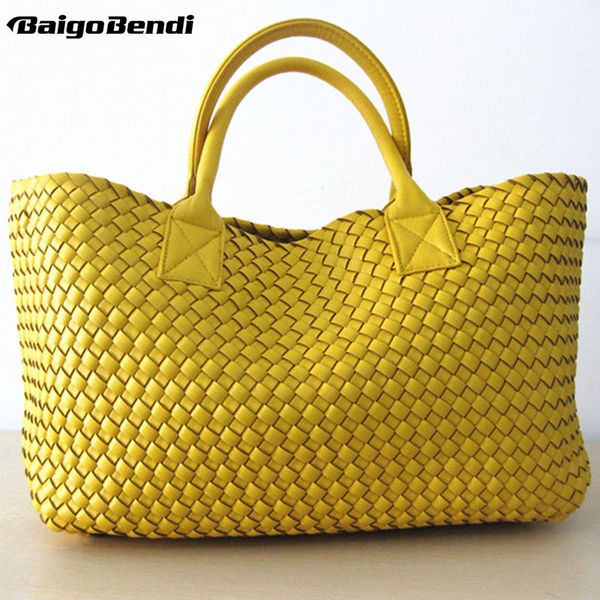 

brand new ladies gold woven leather cross stitch hobo high-capacity handbag women large shoulder bag casual tote 21 colors