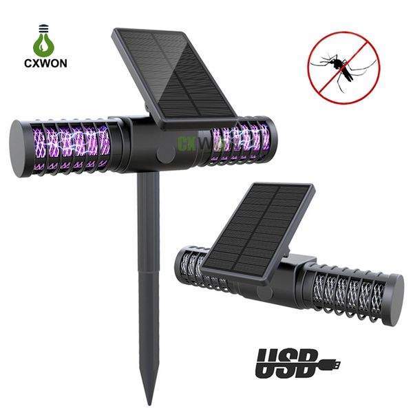 Solar Mosquito Assassino Lâmpada USB Recarregável Trap Bug Zapper Inseto assassino assassino na terra para o exterior