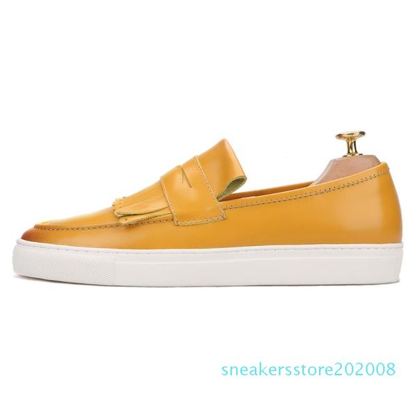 

piergitar hand-brushed yellow calfskin slip-on sneakers with fringes leather insole men loafers white bottom men's casual shoes s08, Black