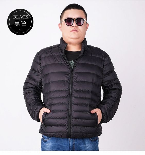 

plus plus size men's stand collar down jacket light and short men's down jacket, Black