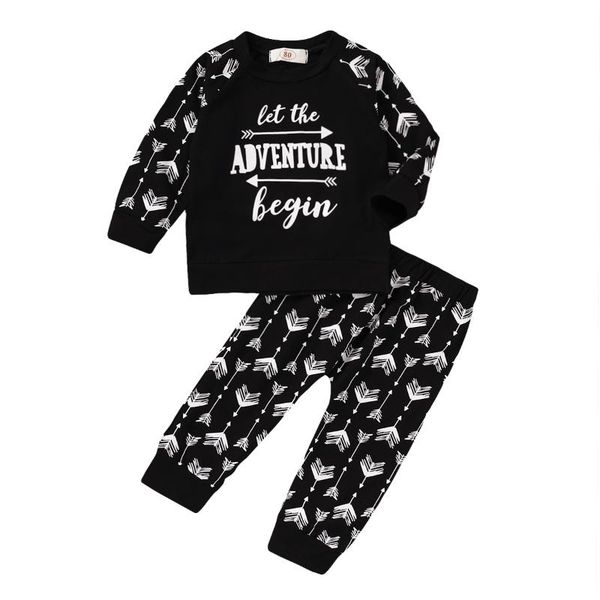 

kids spring autumn clothing shirt jogger pants suit geometrical long sleeve arrows printed fall clothing set suit, White