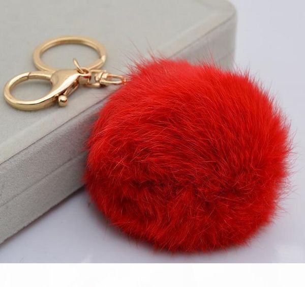 

k real rabbit fur ball keychain soft fur ball lovely gold metal key chains ball pom poms plush keychain car keyring bag earrings access, Silver
