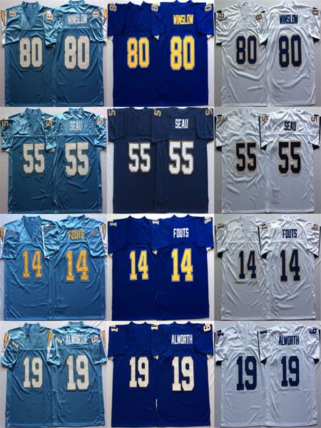 

ncaa 14 dan fouts jersey lance alworth junior seau kellem winslow navy blue white retro football jerseys stitched mens, Black