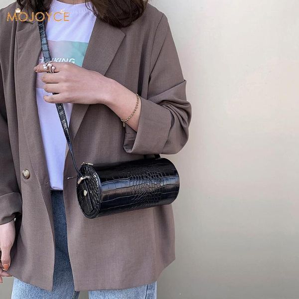 

alligator pattern pu leather crossbody bag for women 2020 spring fashion shoulder messenger purse lady cylinder handbags