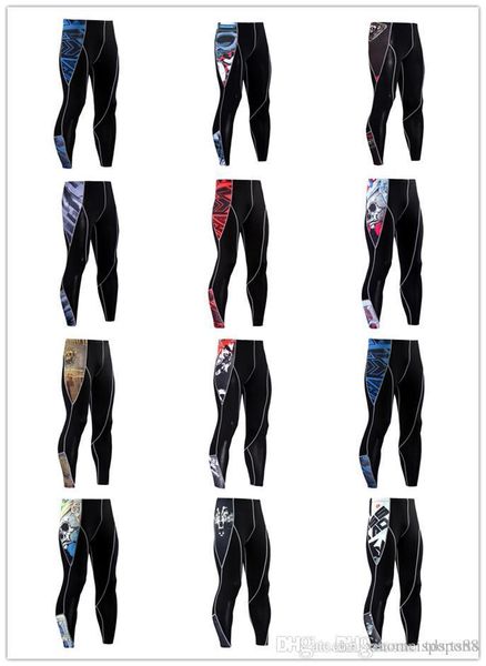 

2019 mens long leggings men gym compression fitness tights pants jogging sportswear sports trousers leggings running pa, Black;blue