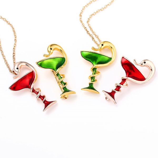 

snake cup pendant necklaces metal enamel red green trophy memorial cup necklace animal clubs badge gift for women men jewelery, Silver