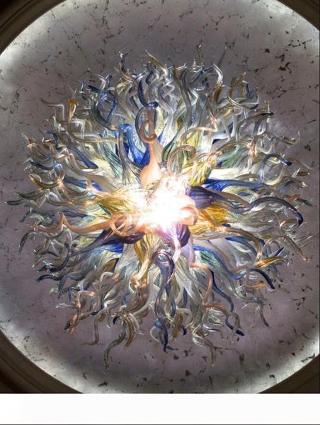 

large silver blue lamp led pendant lamps modern style hand blown chandelier lighting l shopping mall decor