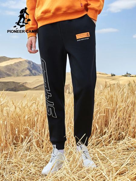 

pioneer camp мужские sweatpants для зимней моды 100% хлопок причинная черные брюки прямые брюки для мужского azz908175, Black