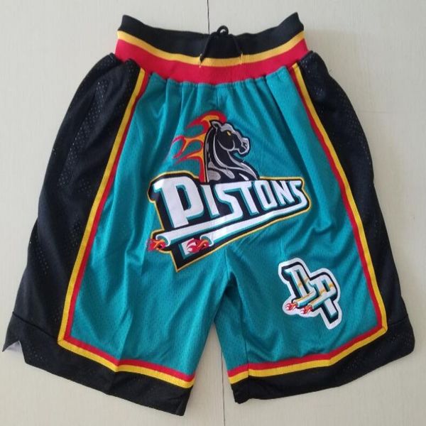 

detroit pistons men just don retro hardwood classics nba embroidered pocket mesh basketball shorts, Black