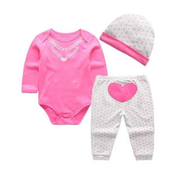 

clothing sets 2021 baby girls clothes set long sleeve rompers+cap+baby pants infant outfits, White