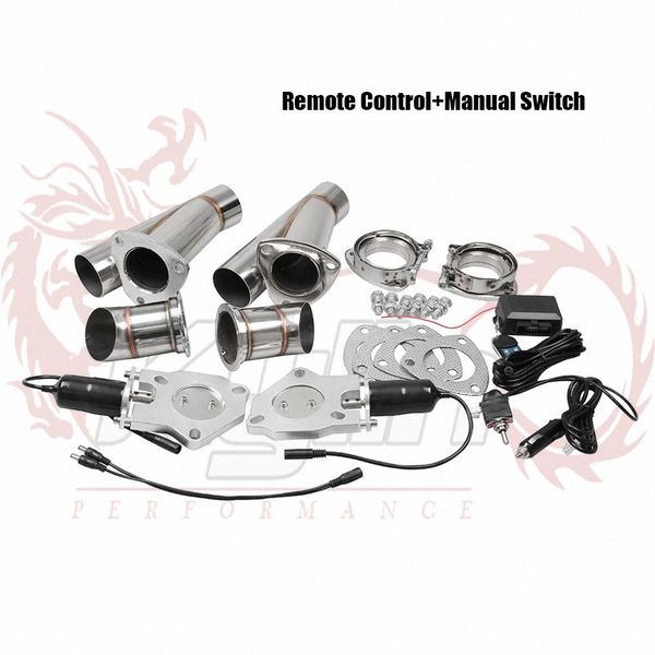 

2.25" 2.5" 3 inch 2xcut out remote control/manual switch stainless steel y headers pair electric exhaust cutout pipe kit 2tp022 0y