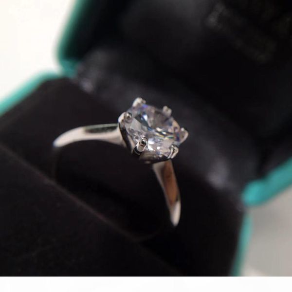 

nlm99 real 925 sterling silver cz diamond ring with logo simple design for wedding ring engagement jewelry for women ps5461, Golden;silver