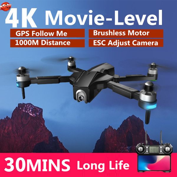 

wifi fpv gps follow me rc drone 5g 4k anti-shake camera trajectory flight 30 mins 1km brushless foldable rc quadcopter vs gw90