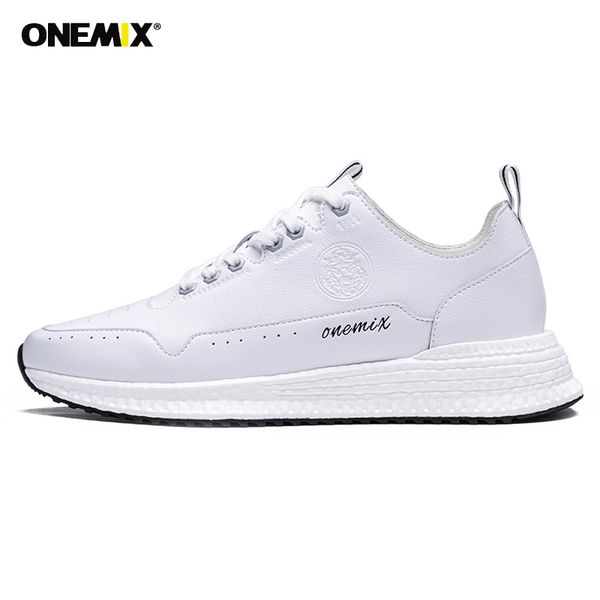 

onemix 2020 white sneakers for men autumn comfort leather surface running shoes lace up rb outsole man athletic walking shoes