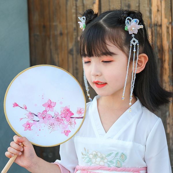 

olxl9 hanfu головного убора головной убор детской супер фея аксессуары клип сторона клип антикварной кисточка волосы карта шаг shake девочки, Slivery;white
