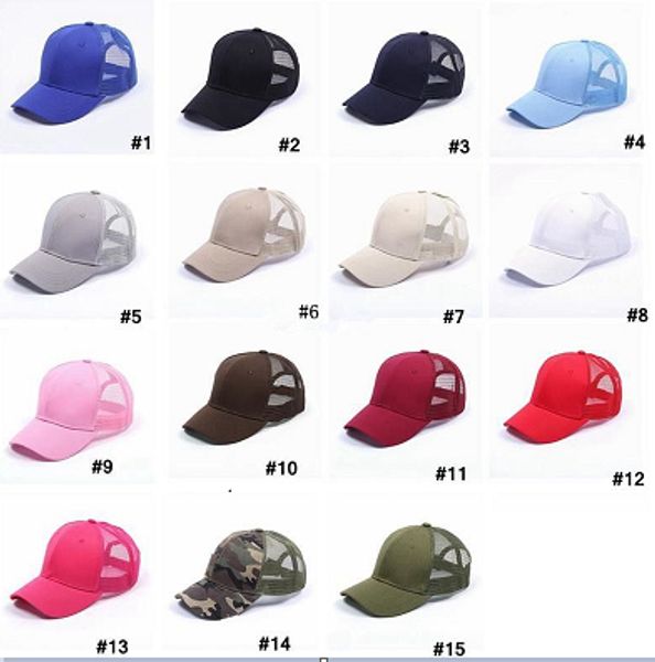 

solid ponytail baseball cap messy buns hat trucker pony caps visor cap dad hat mesh summer outdoor snapback bwe441, Silver