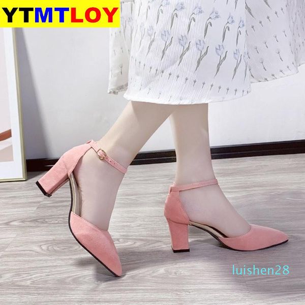 

2020 sandalias femeninas high heels autumn flock pointed sandals female summer shoes female mujer zip casual zapato mujer l28, Black