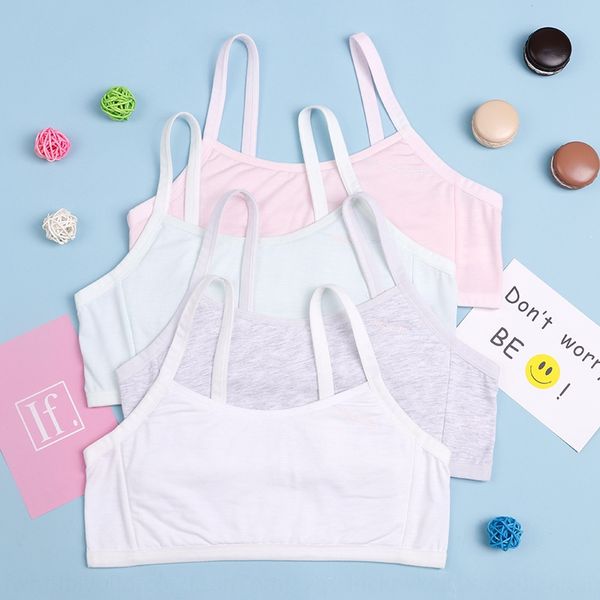

eoswn lidemi girls' underwear du development pure cotton non-steel thin cotton cup thin shoulder strap underwear ring shoulder strap ri, White