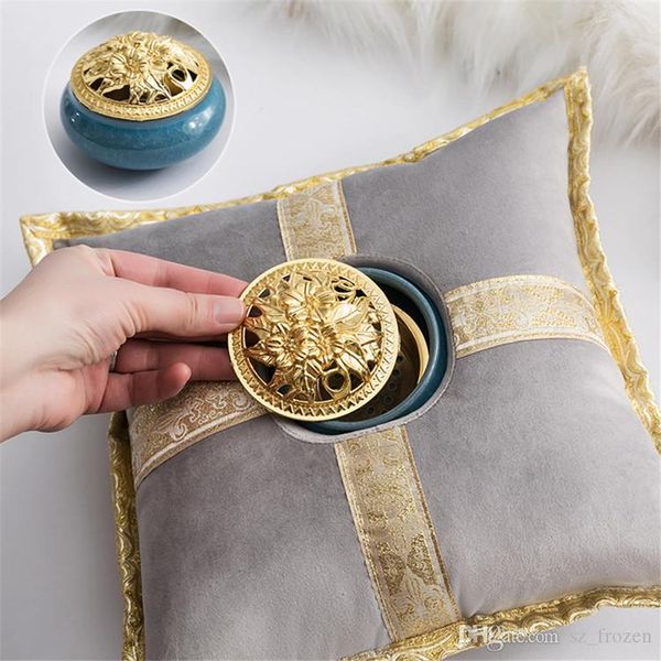 

luxury middle east ceramic incense burner pillow censer holder creative golden cushion tea house yoga accessories home decor a-786