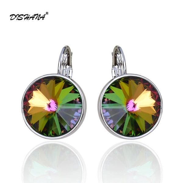 

drop earrings 2020 simple design 14mm round stone earring with french hook made with austrian crystal elements ear e0098-2, Silver