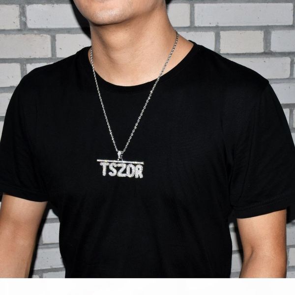 

seller a-z custom name drip bubble letters necklaces & pendant charm men's hip hop jewelry with rope chaintwo color, Silver