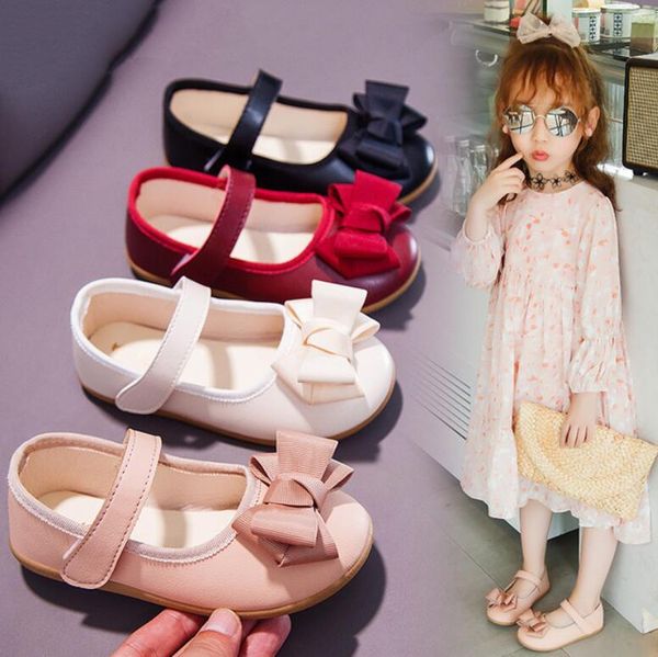 

children's princess leather shoes 4 colors casual baby black red girl fashion shoes dance shoes