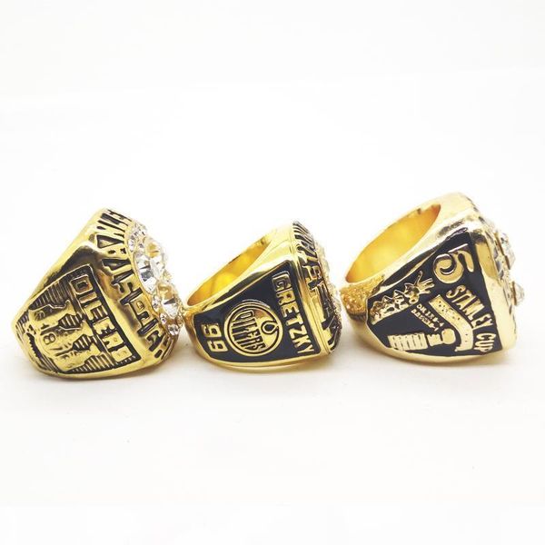 

new fashion men's ring 1987-1988-1990 mark messier edmonton oilers stanley cup championship ring manufacturer fast shipping, Slivery;golden
