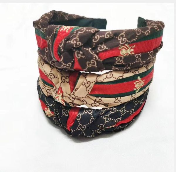 

women hairband gÃ»ccÃ¬ letter red and green stripe knotted headbands wide edge hairpin satin patchwork foreign head headband factory price, Golden;silver