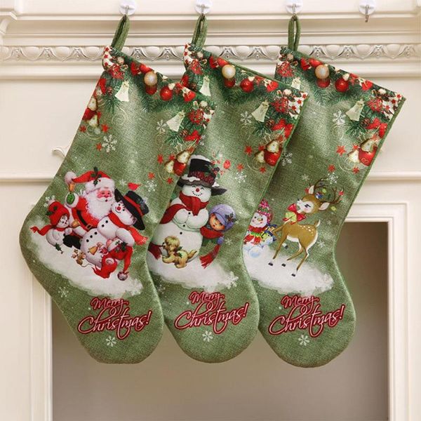 

cute christmas hanging green socks holder xmas decor personalised new year